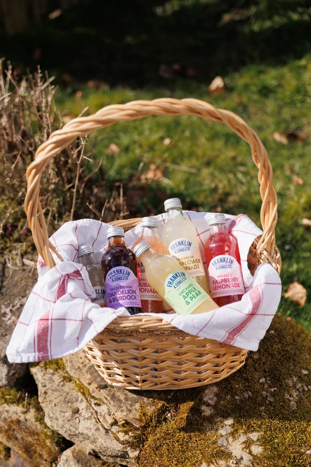 Oficiální skupinová lifestyle fotografie produktů F&S Ginger Beer 0,2l, F&S Ginger Beer plechovka 0,15l, F&S limonáda Pampeliška & Lopuch 0,275l, F&S limonáda Malina 0,275l, F&S limonáda Malina plechovka 0,25l, F&S limonáda Bezinka 0,275l, F&S limonáda Bezinka plechovka 0,25l, F&S limonáda Růže 0,275l, F&S limonáda Broskev & Mango 0,275l, F&S limonáda Jablko & Hruška 0,275l.