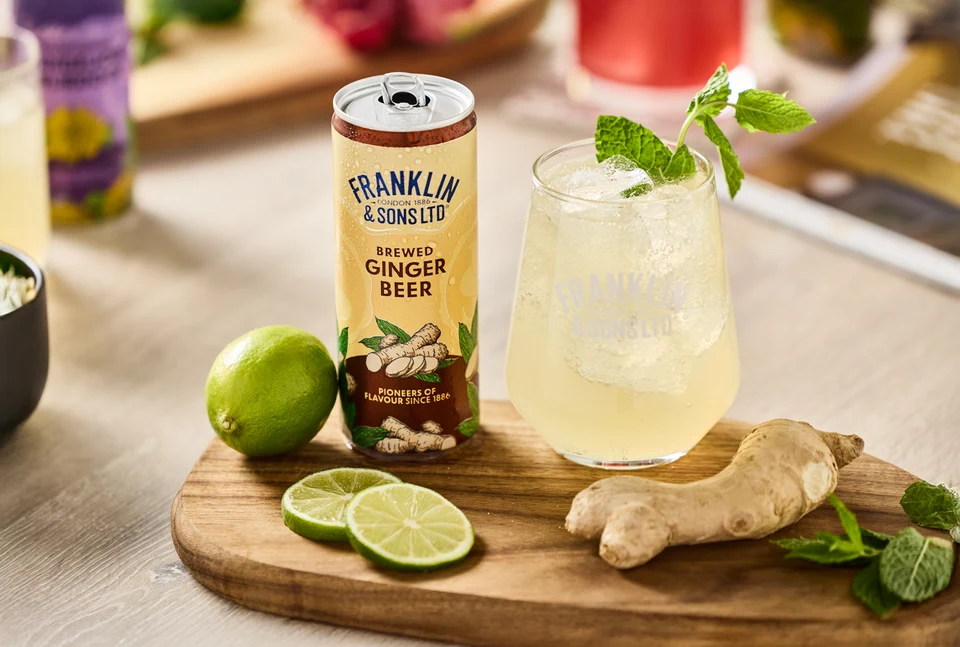 Oficiální lifestyle fotografie produktu F&S Ginger Beer plechovka 0,15l.