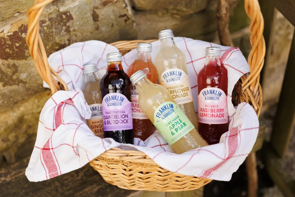Oficiální skupinová lifestyle fotografie produktů F&S Ginger Beer 0,2l, F&S Ginger Beer plechovka 0,15l, F&S limonáda Pampeliška & Lopuch 0,275l, F&S limonáda Malina 0,275l, F&S limonáda Malina plechovka 0,25l, F&S limonáda Bezinka 0,275l, F&S limonáda Bezinka plechovka 0,25l, F&S limonáda Růže 0,275l, F&S limonáda Broskev & Mango 0,275l, F&S limonáda Jablko & Hruška 0,275l.