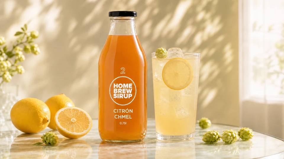 studená limonáda s lahví; produkt Citron & chmel.