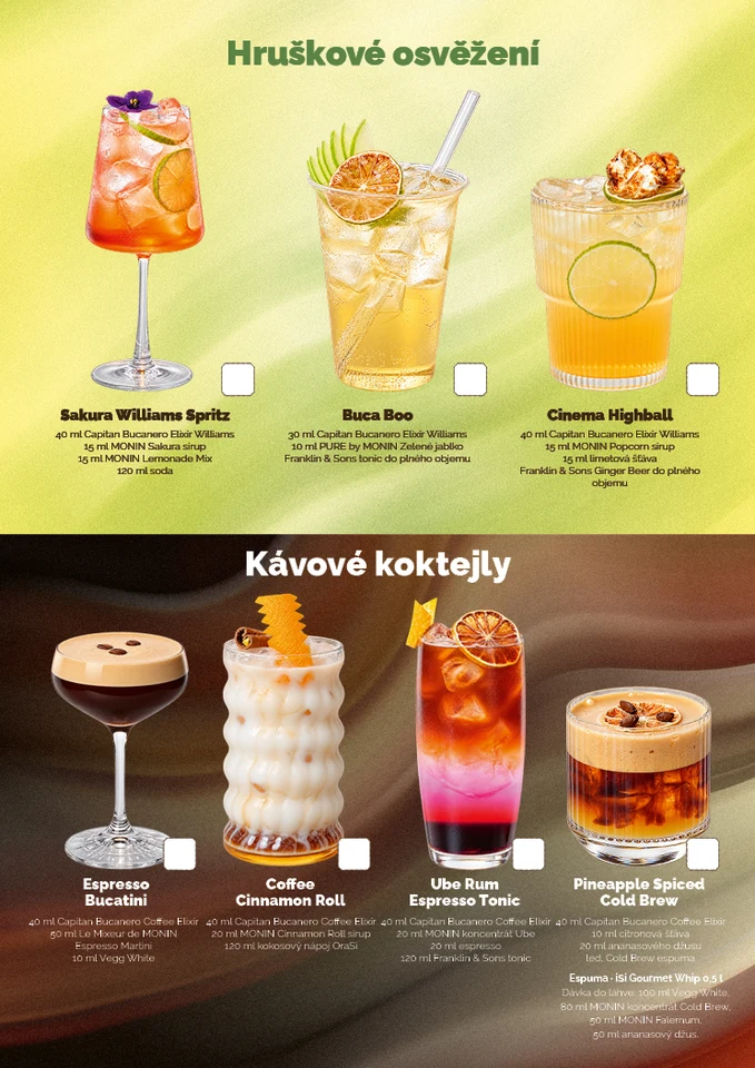 Hruškové osvěžení a kávové koktejly