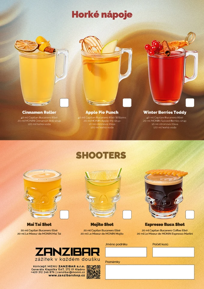 Horké nápoje a shooters
