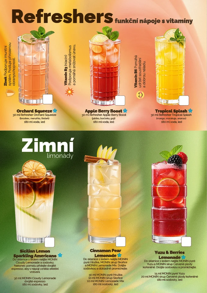 Refreshers a zimní limonády