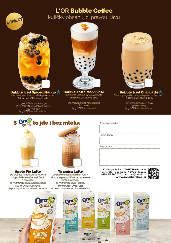 L’OR Bubble Coffee a nápoje s OraSì Barista