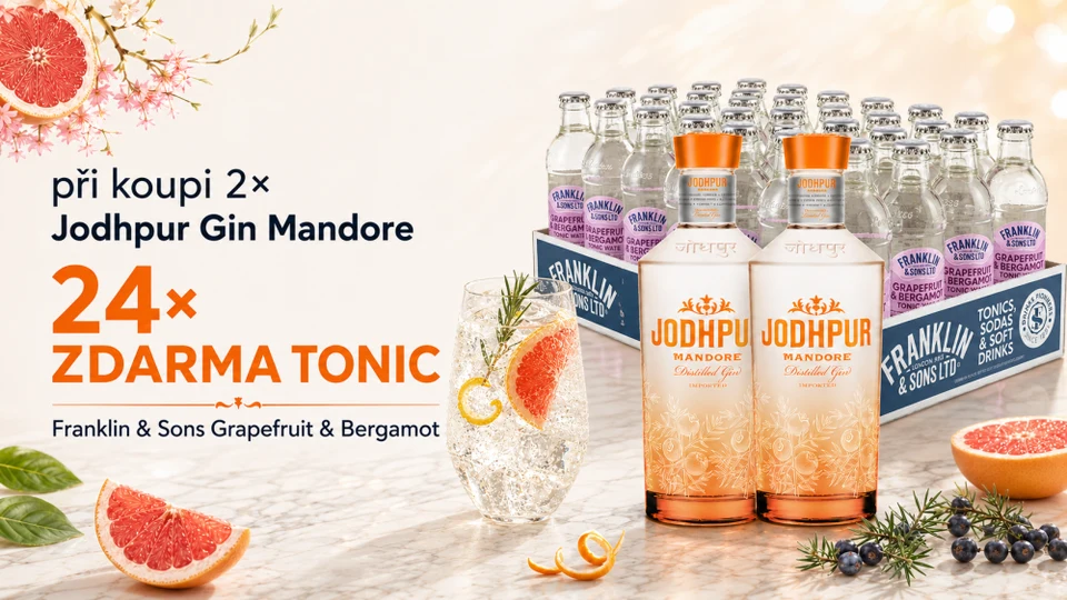 AKCE: 2× Jodhpur Gin Mandore 43% 0,7l + 24× F&S tonik Grapefruit & Bergamot 0,2l ZDARMA