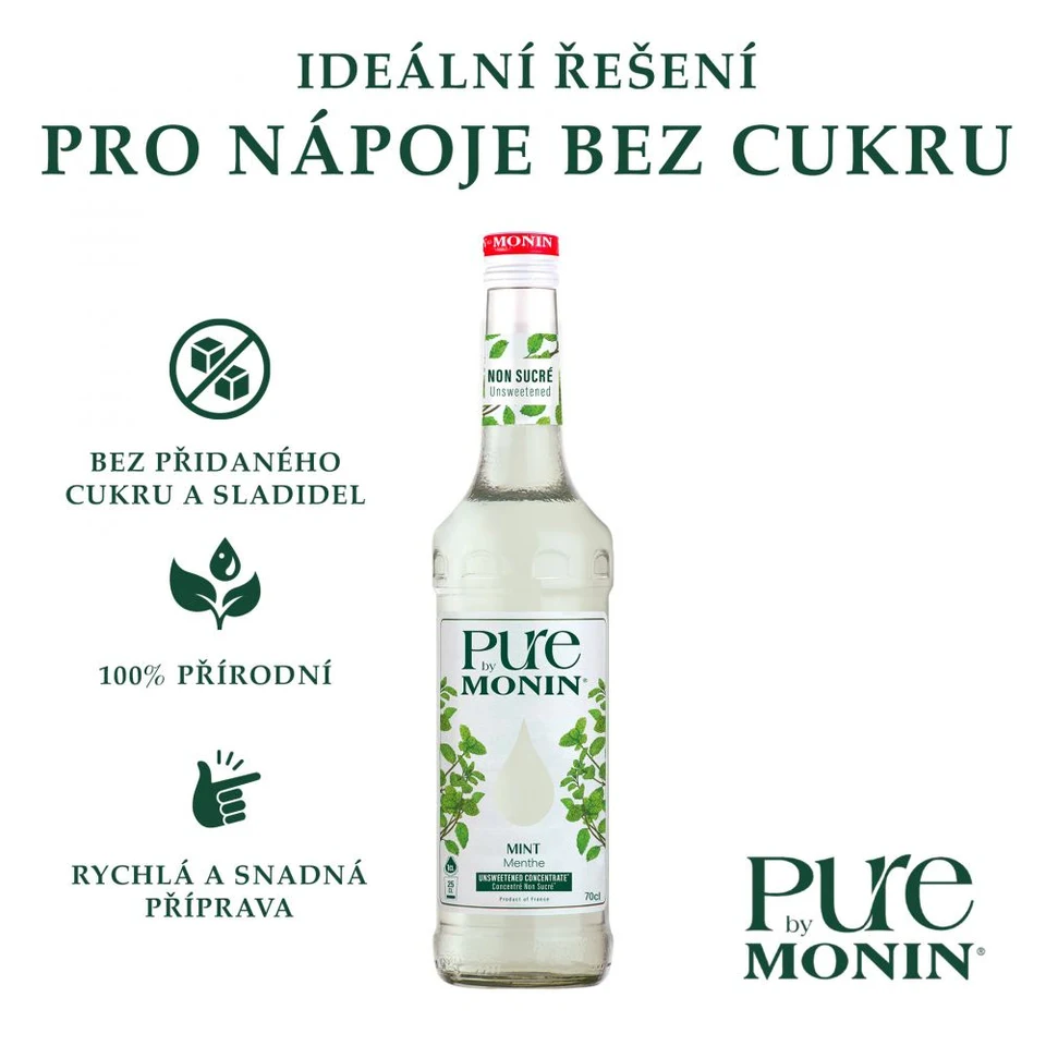 Monin PURE koncentrát Máta 0,7l